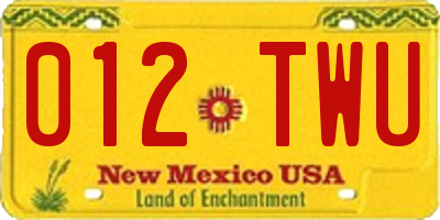 NM license plate 012TWU