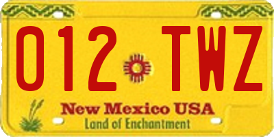 NM license plate 012TWZ