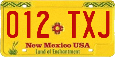 NM license plate 012TXJ