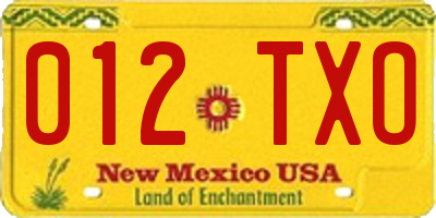 NM license plate 012TXO