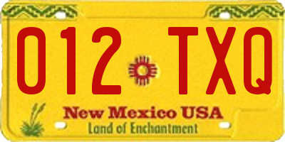 NM license plate 012TXQ