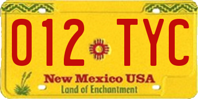 NM license plate 012TYC