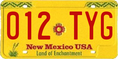NM license plate 012TYG
