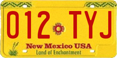 NM license plate 012TYJ
