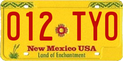 NM license plate 012TYO