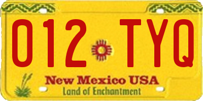 NM license plate 012TYQ