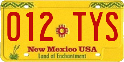 NM license plate 012TYS