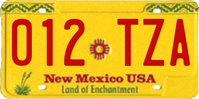 NM license plate 012TZA