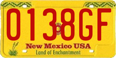 NM license plate 0138GF