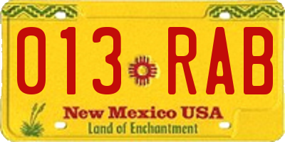 NM license plate 013RAB