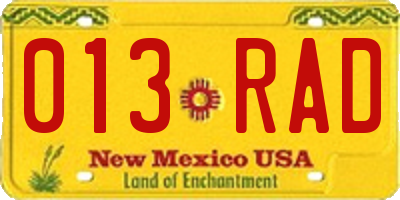 NM license plate 013RAD