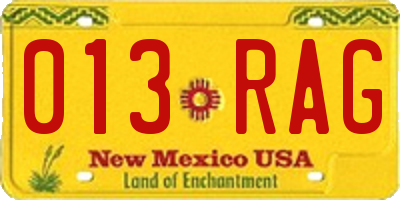 NM license plate 013RAG
