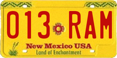 NM license plate 013RAM