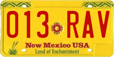 NM license plate 013RAV