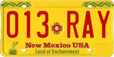 NM license plate 013RAY