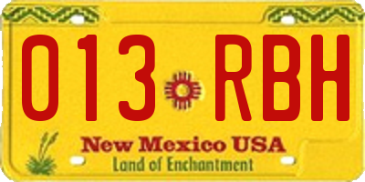 NM license plate 013RBH