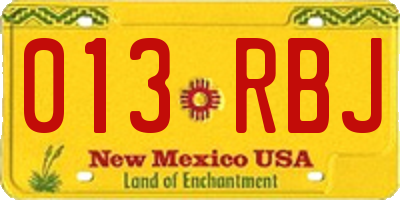 NM license plate 013RBJ