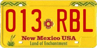 NM license plate 013RBL