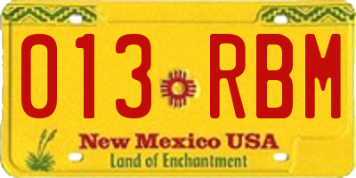 NM license plate 013RBM