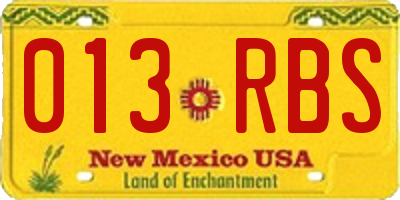 NM license plate 013RBS