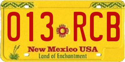 NM license plate 013RCB