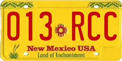 NM license plate 013RCC