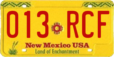 NM license plate 013RCF