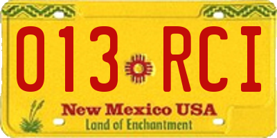 NM license plate 013RCI