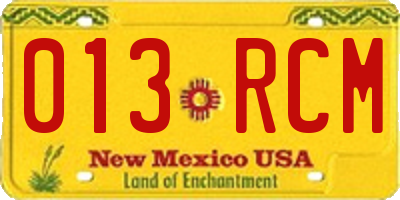 NM license plate 013RCM