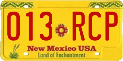 NM license plate 013RCP
