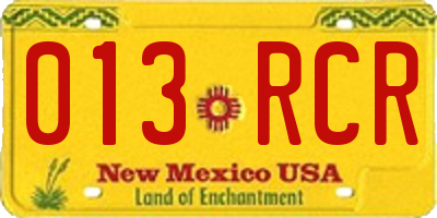 NM license plate 013RCR