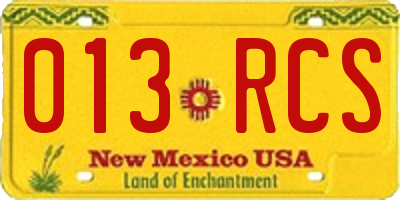 NM license plate 013RCS