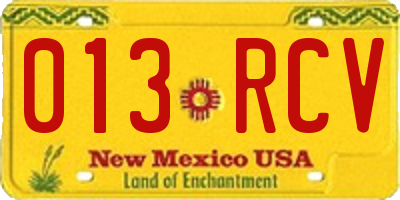 NM license plate 013RCV
