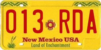 NM license plate 013RDA