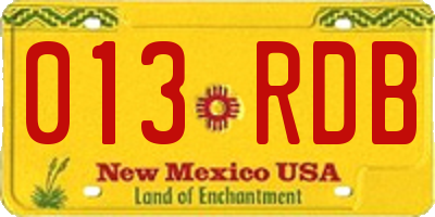 NM license plate 013RDB