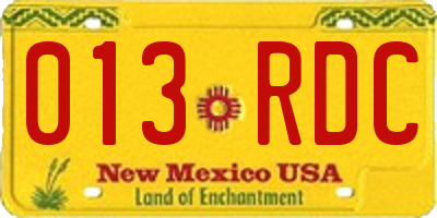 NM license plate 013RDC