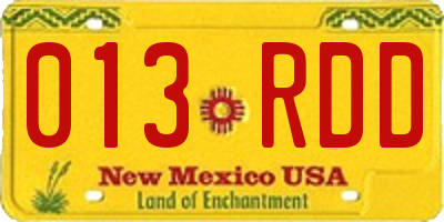 NM license plate 013RDD