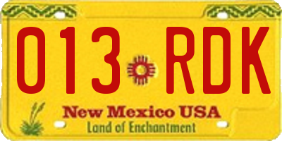 NM license plate 013RDK
