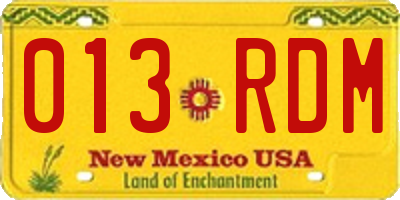 NM license plate 013RDM