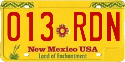 NM license plate 013RDN