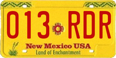 NM license plate 013RDR