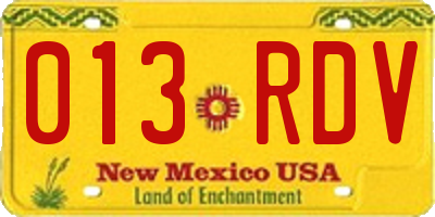 NM license plate 013RDV