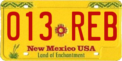 NM license plate 013REB