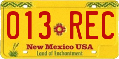NM license plate 013REC