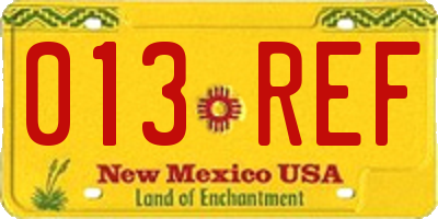 NM license plate 013REF