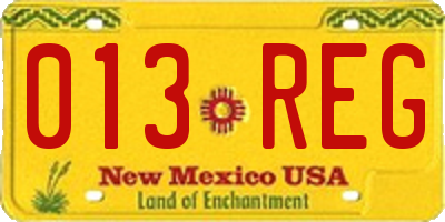 NM license plate 013REG