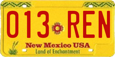 NM license plate 013REN