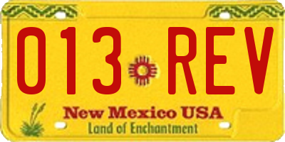 NM license plate 013REV
