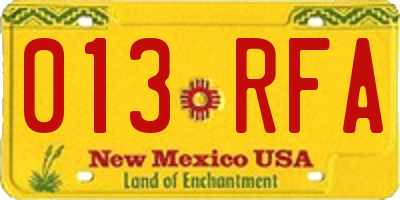 NM license plate 013RFA