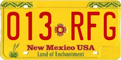 NM license plate 013RFG